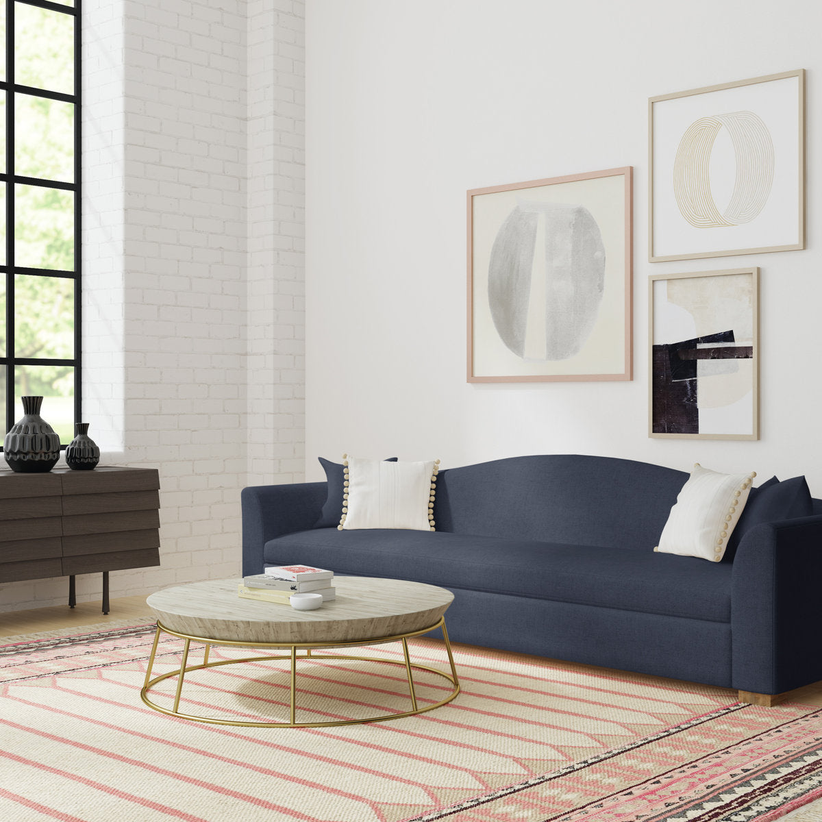 Horatio Camelback Taper Curved-Arm Sofa