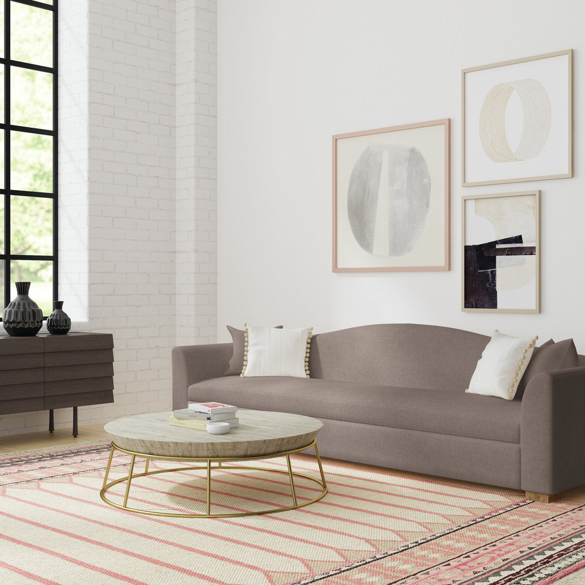 Horatio Camelback Taper Curved-Arm Sofa