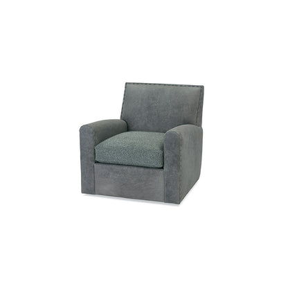 Massoud Furniture Hugo 34 Inches W Full Grain Leather Swivel Club Chair