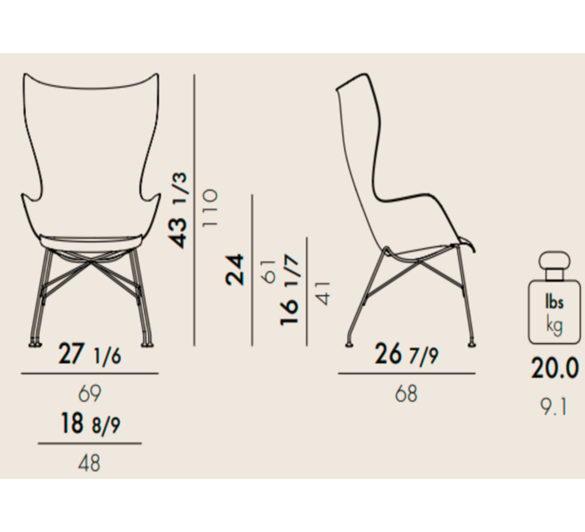 Kartell Kwood Lounge Chair