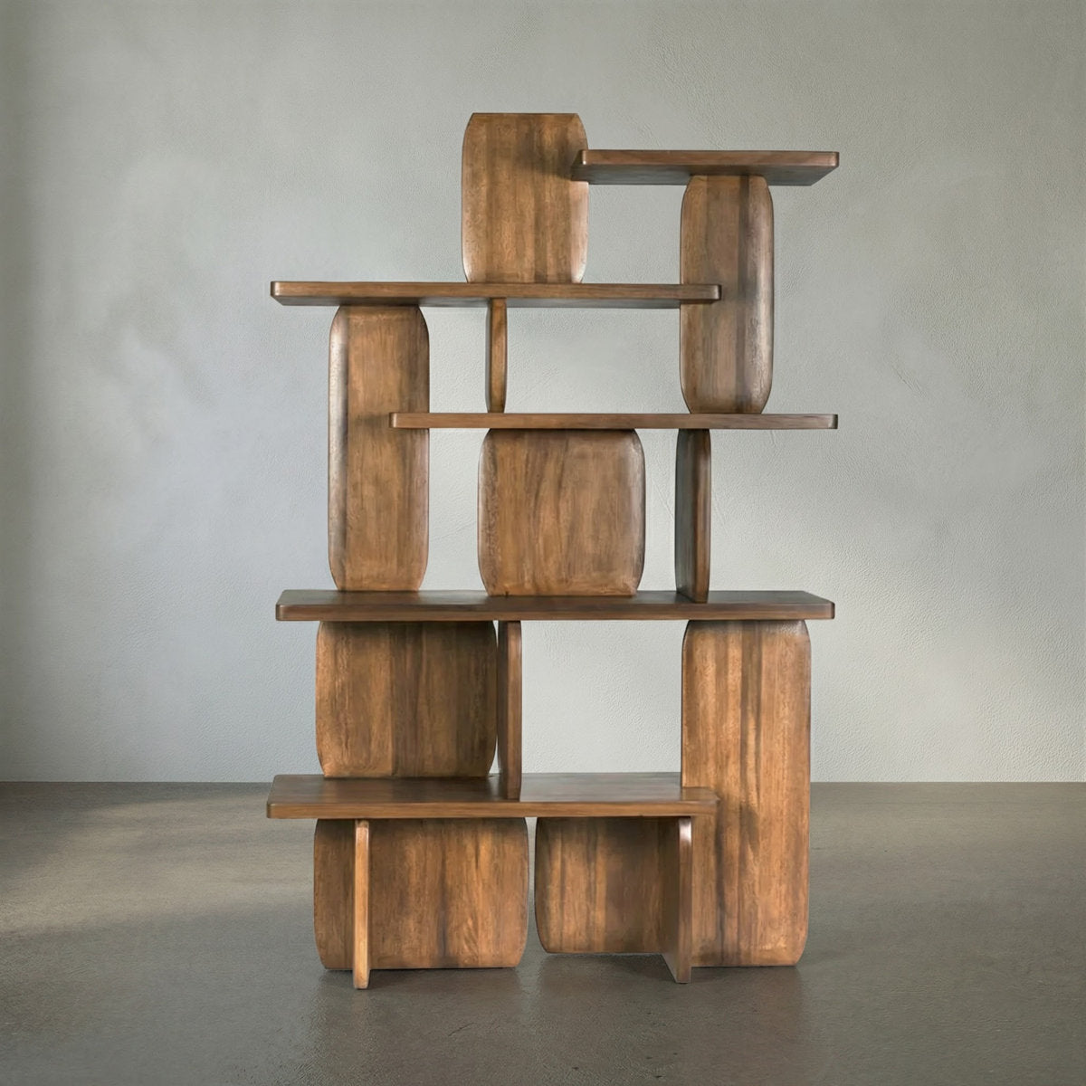 Kilimanjaro Solid Wood Geometric Bookcase