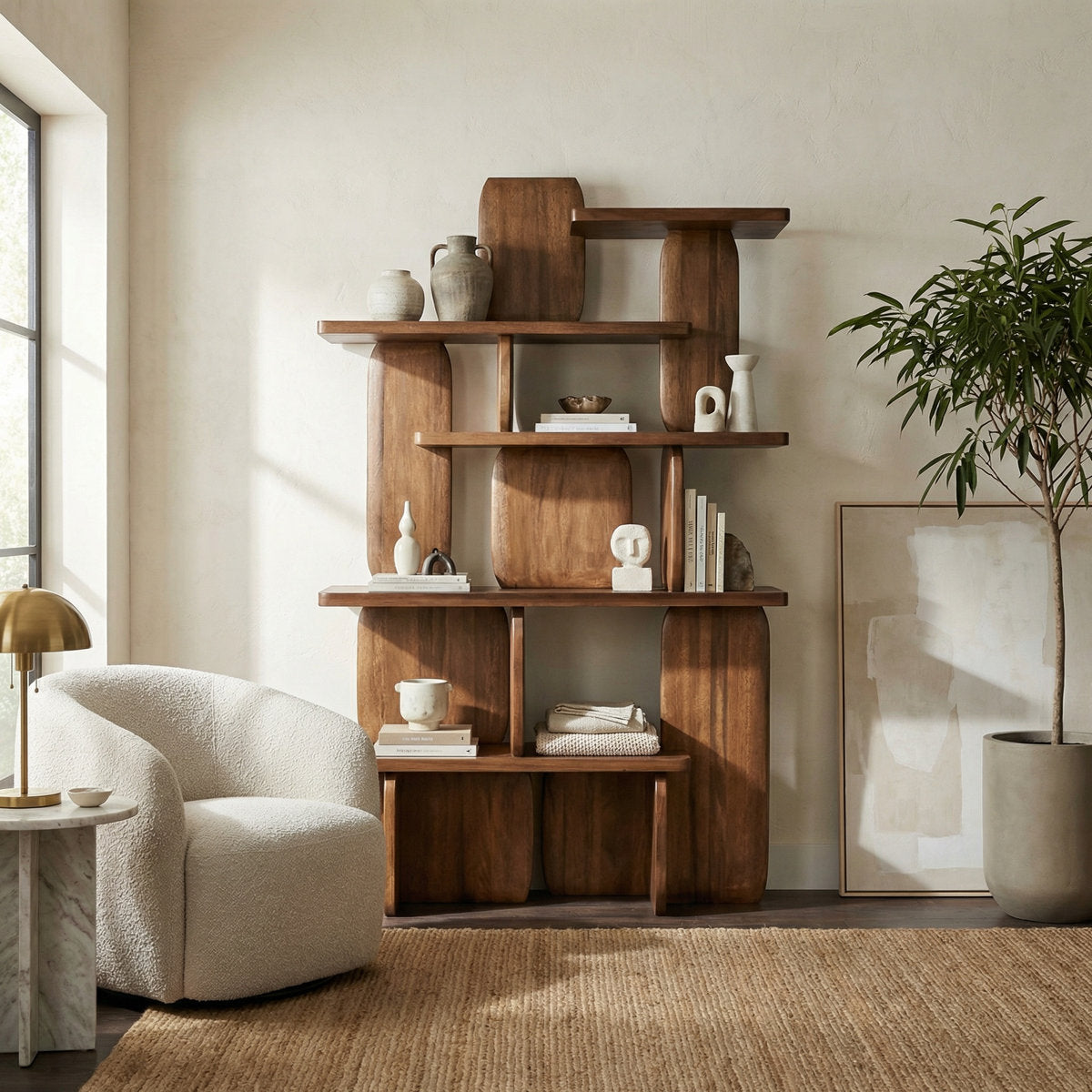 Kilimanjaro Solid Wood Geometric Bookcase