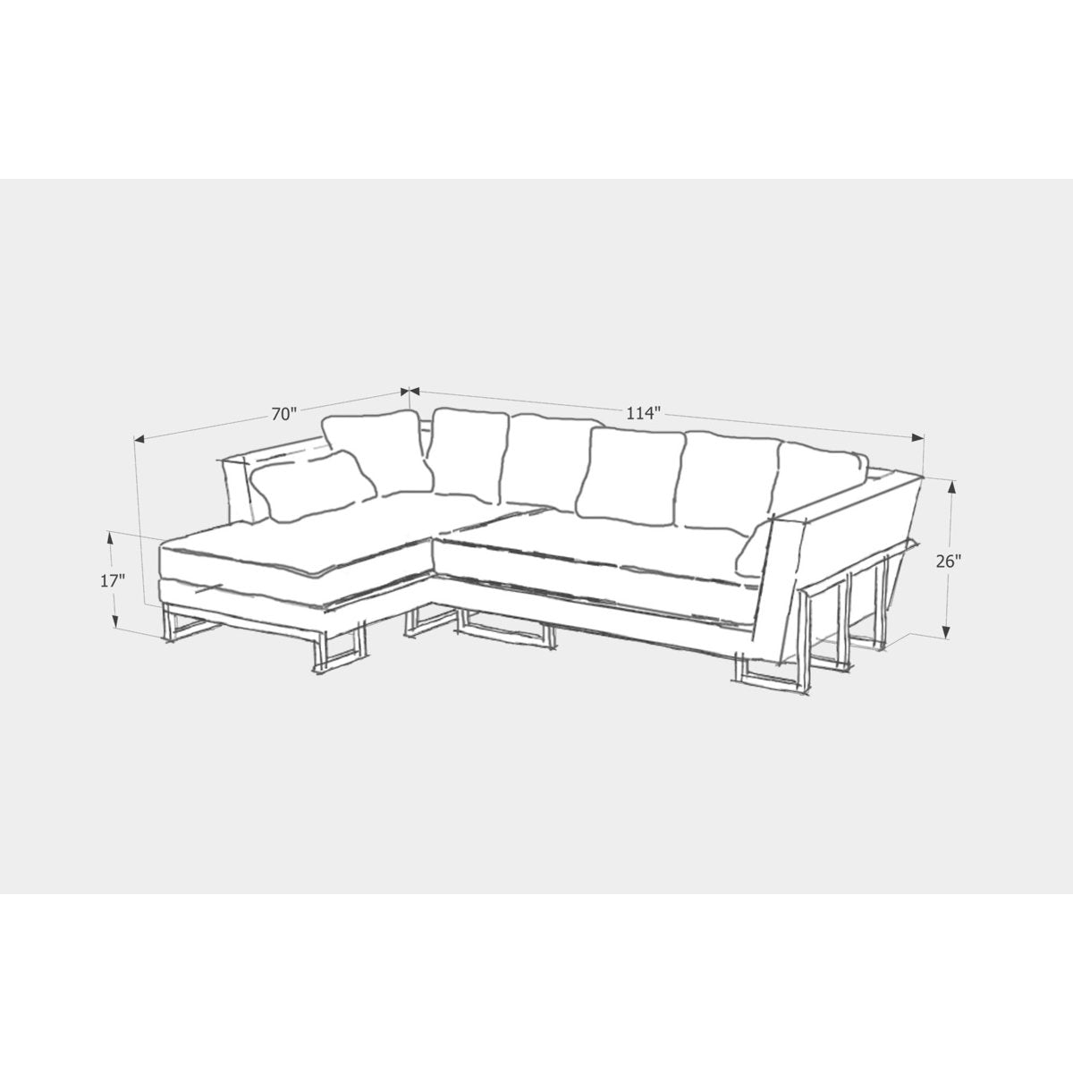 Artless Lrg 114 Wide Sofa Chaise
