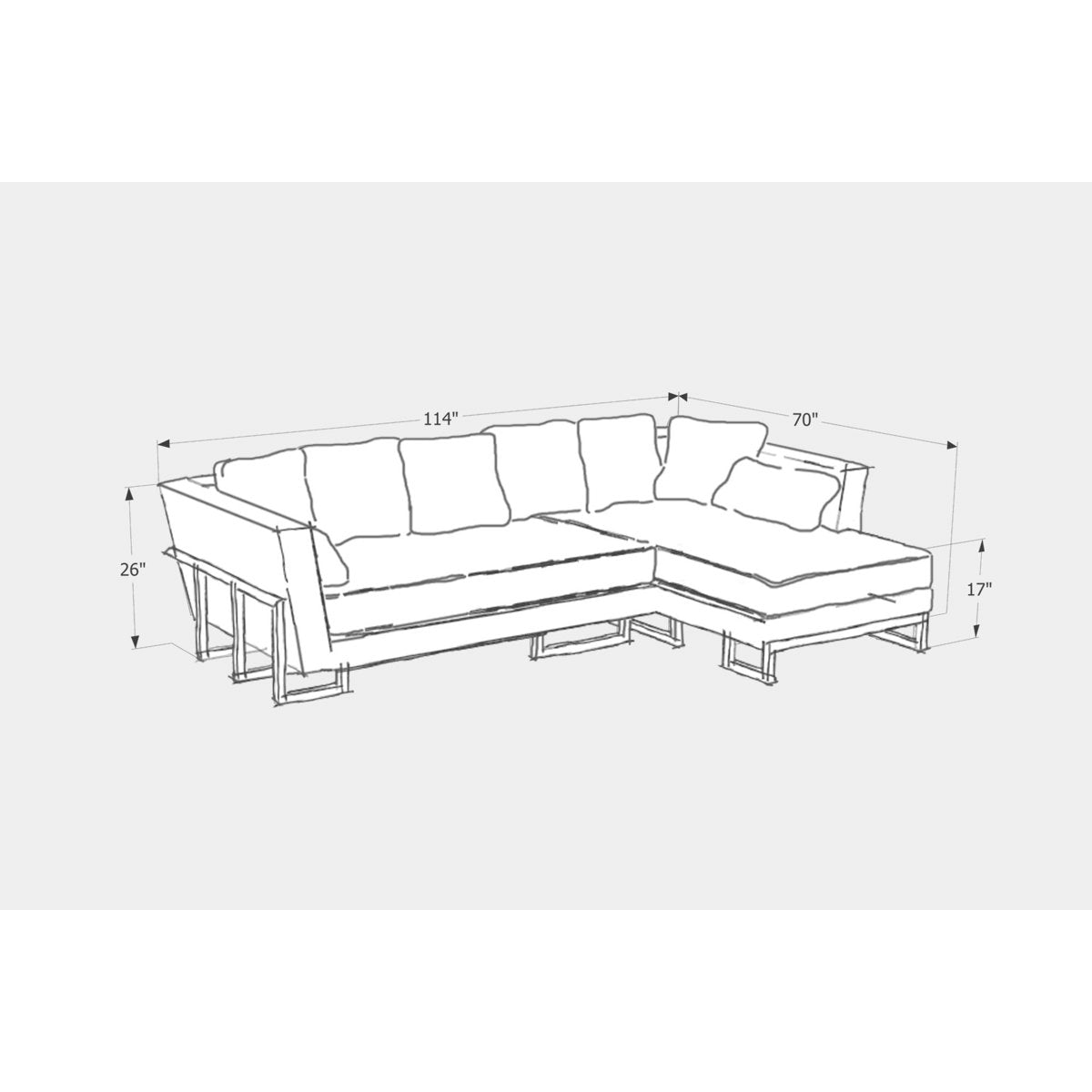 Artless Lrg 114 Wide Sofa Chaise