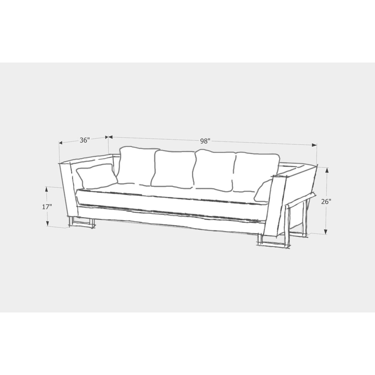 Artless Lrg 98 Velvet Flared Arm Sofa With Reversible Cushions
