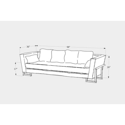 Artless Lrg 98 Velvet Flared Arm Sofa With Reversible Cushions
