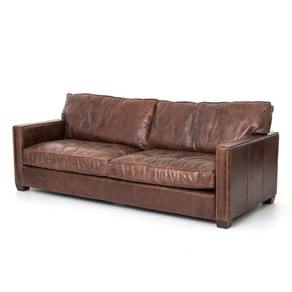Four Hands Larkin 88 Wide Genuine Leather Square Arm Convertible Sofa