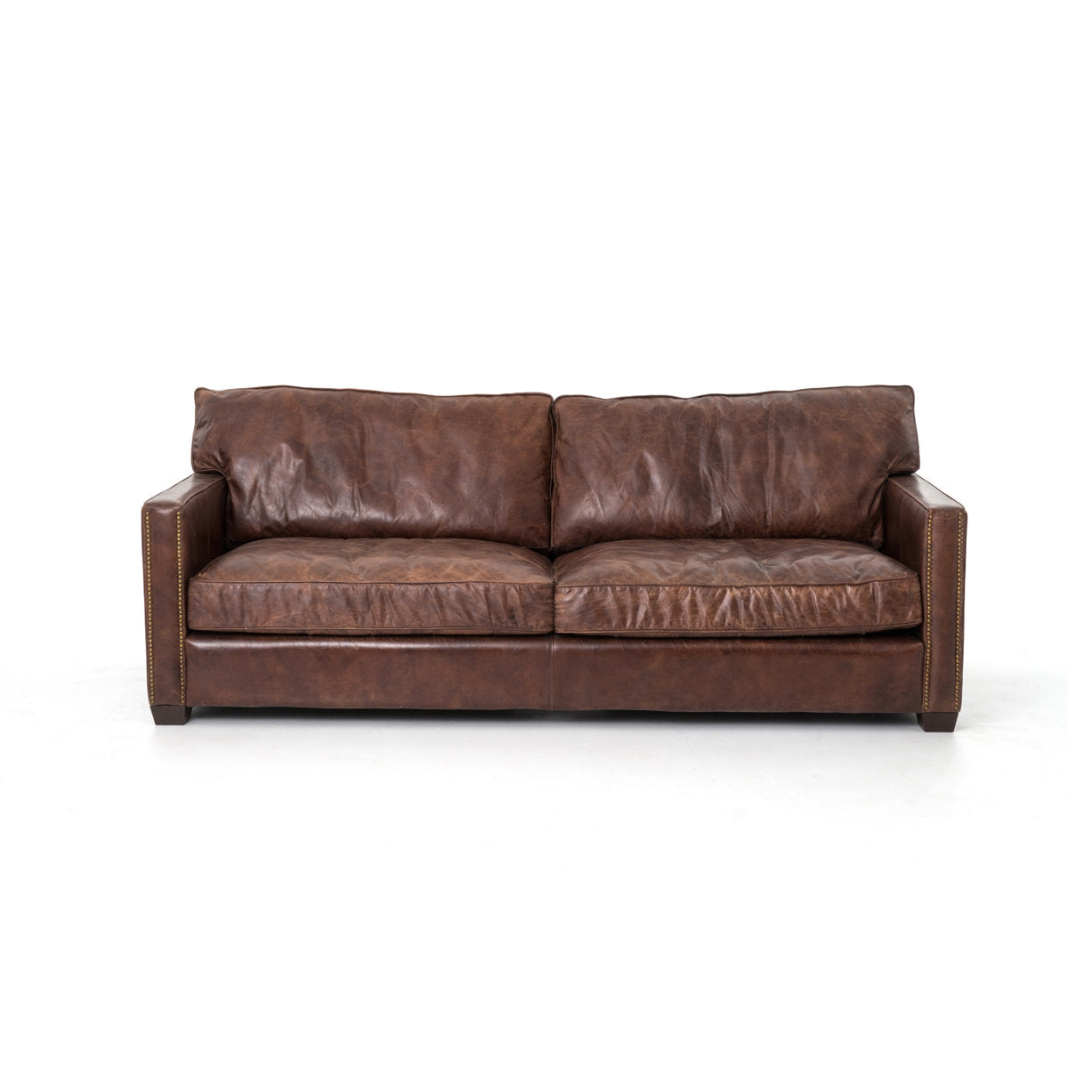 Four Hands Larkin 88 Wide Genuine Leather Square Arm Convertible Sofa