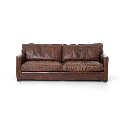 Four Hands Larkin 88 Wide Genuine Leather Square Arm Convertible Sofa