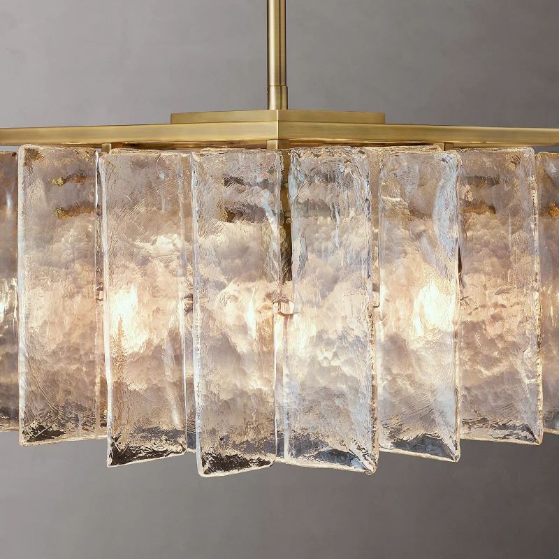 Lattice Clear Glass Square Chandelier 37"