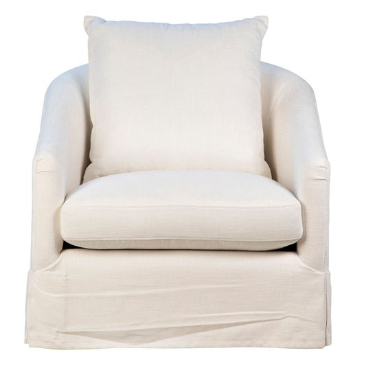 Laura Upholstered Performance Linen Slip Cover Occasional Chair In Oatmeal