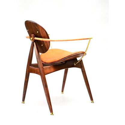 Janosi Design Leather King Louis Back Arm Chair In Walnut