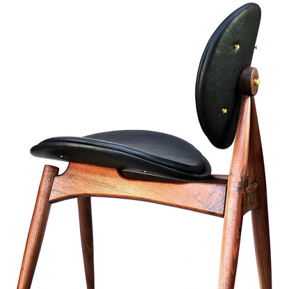 Janosi Design Leather Arm Chair In Walnutblack