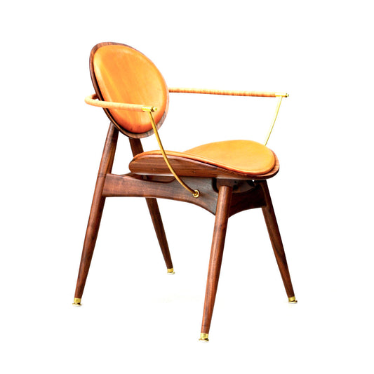 Janosi Design Leather King Louis Back Arm Chair In Walnut
