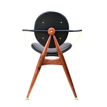 Janosi Design Leather Arm Chair In Walnutblack
