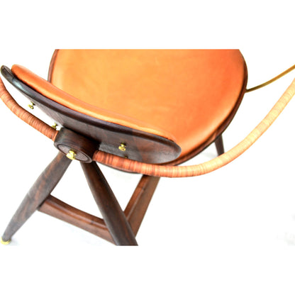 Janosi Design Leather King Louis Back Arm Chair In Walnut