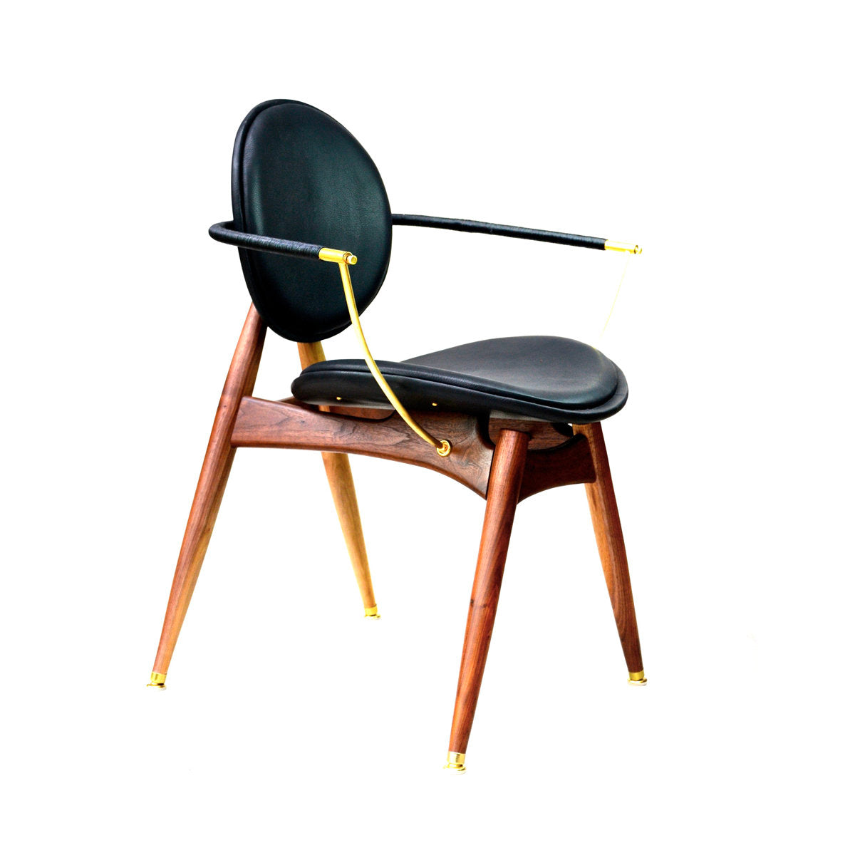 Janosi Design Leather Arm Chair In Walnutblack