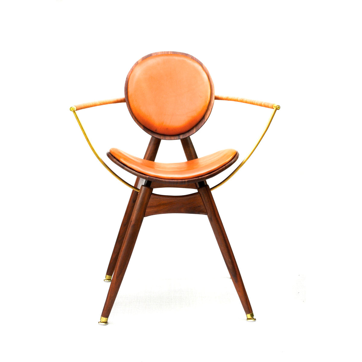Janosi Design Leather King Louis Back Arm Chair In Walnut