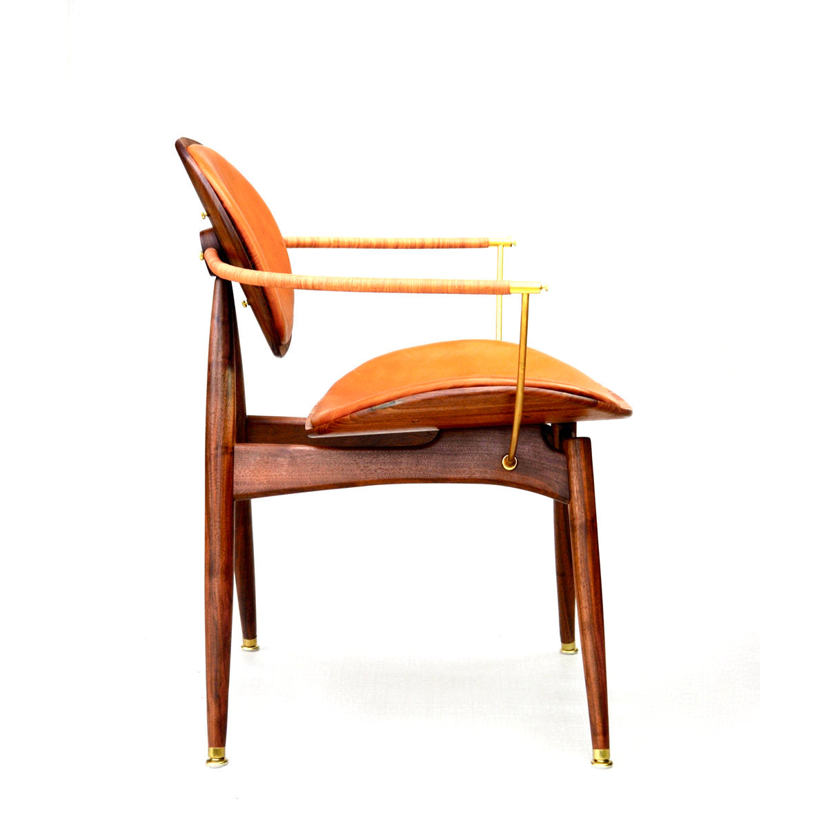 Janosi Design Leather King Louis Back Arm Chair In Walnut