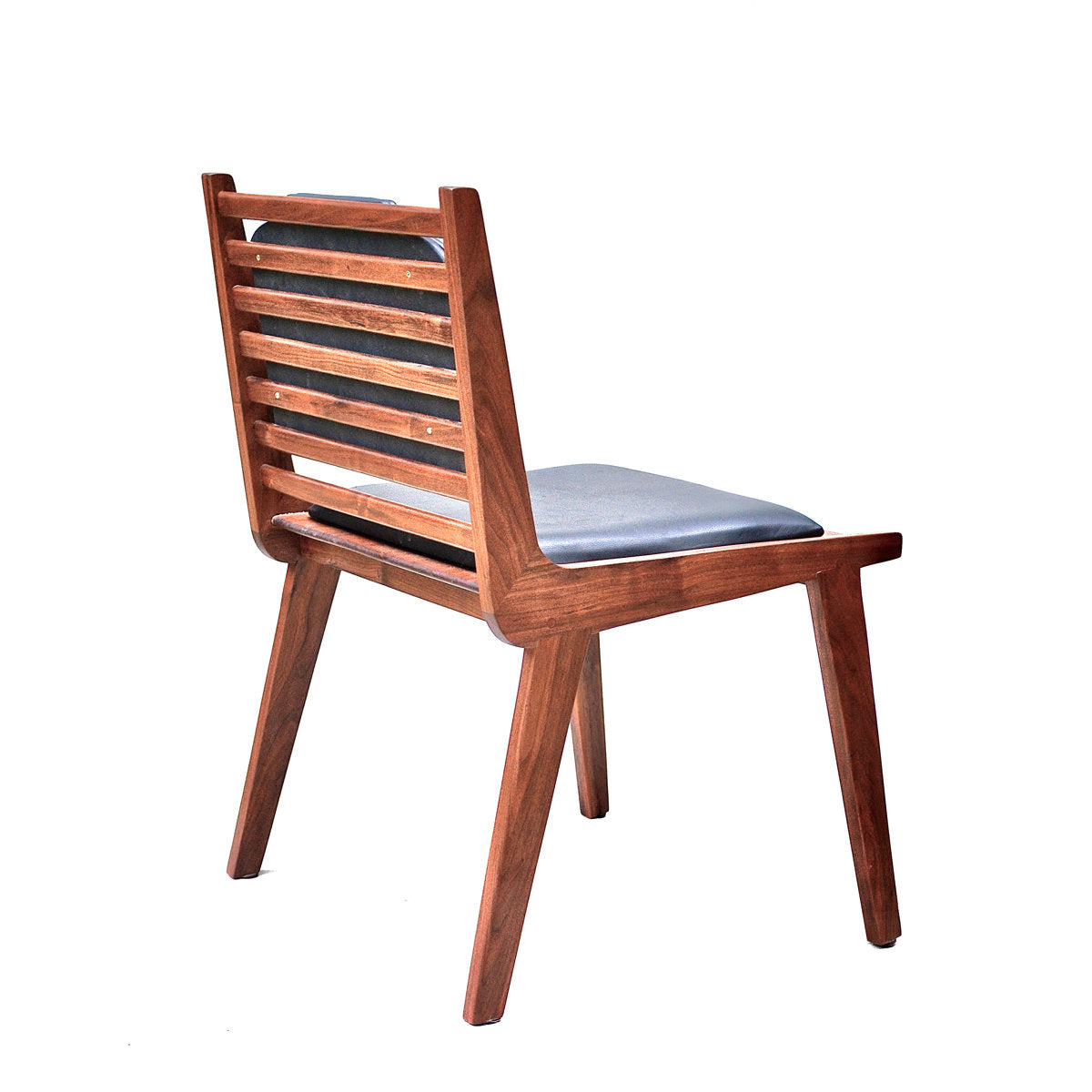 Janosi Design Leather Solid Wood Ladder Back Side Chair In Brown