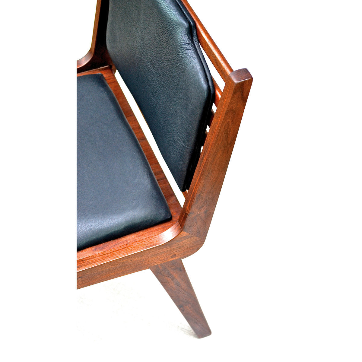 Janosi Design Leather Solid Wood Ladder Back Side Chair In Brown
