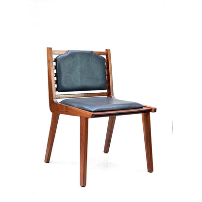 Janosi Design Leather Solid Wood Ladder Back Side Chair In Brown