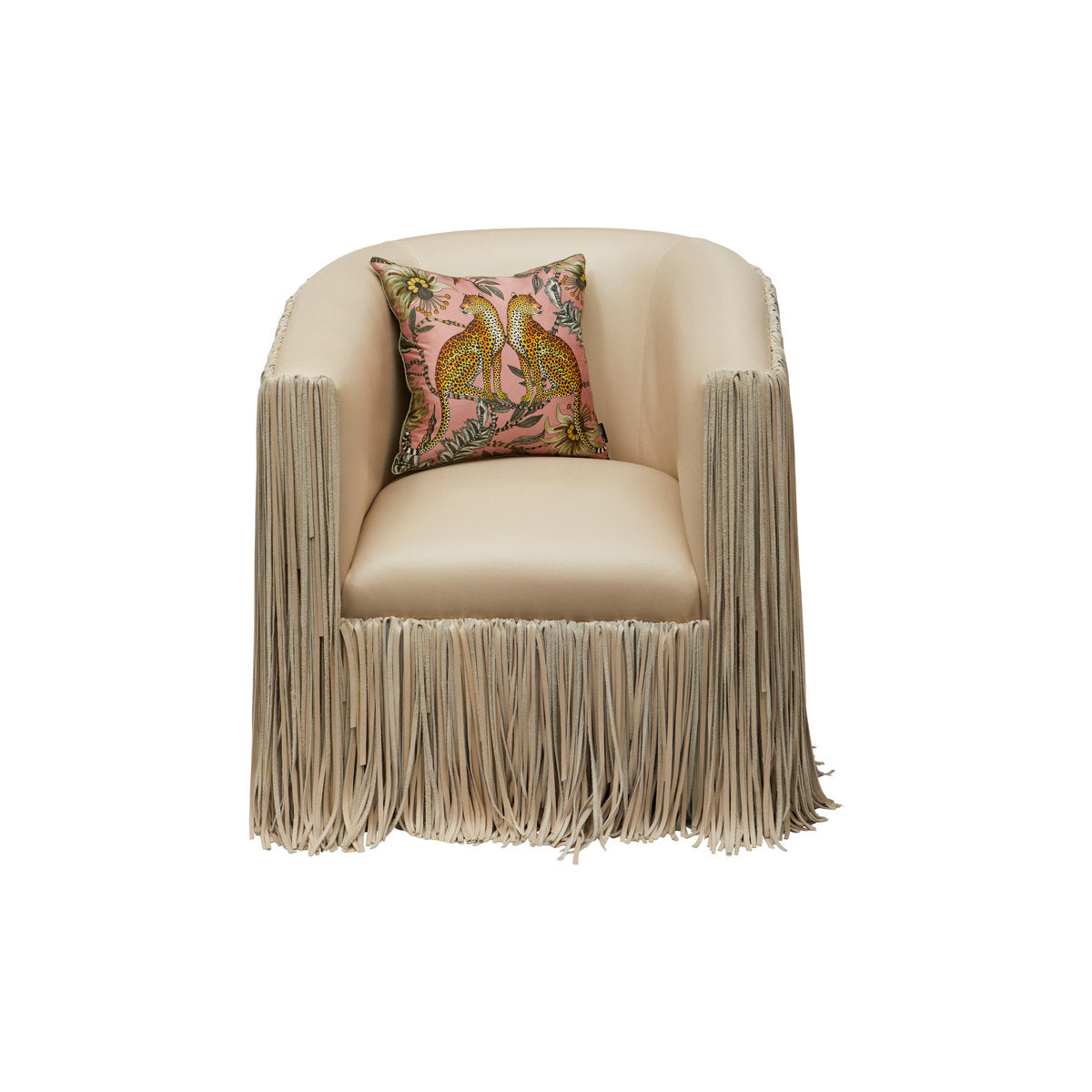 Leather Fringe Swivel Occasional Chair