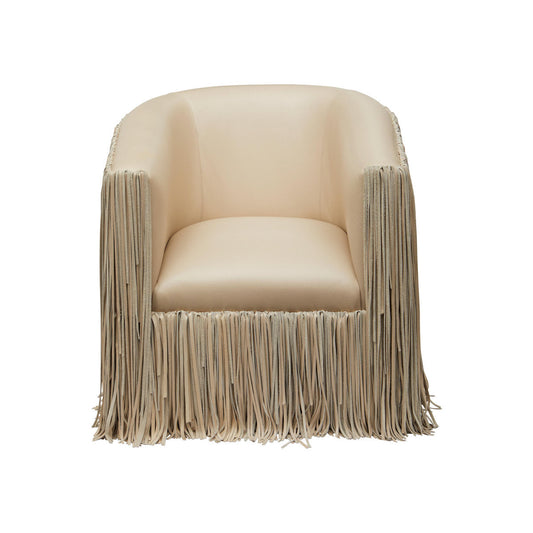 Leather Fringe Swivel Occasional Chair