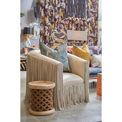 Leather Fringe Swivel Occasional Chair