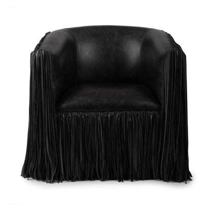Leather Fringe Swivel Occasional Chair