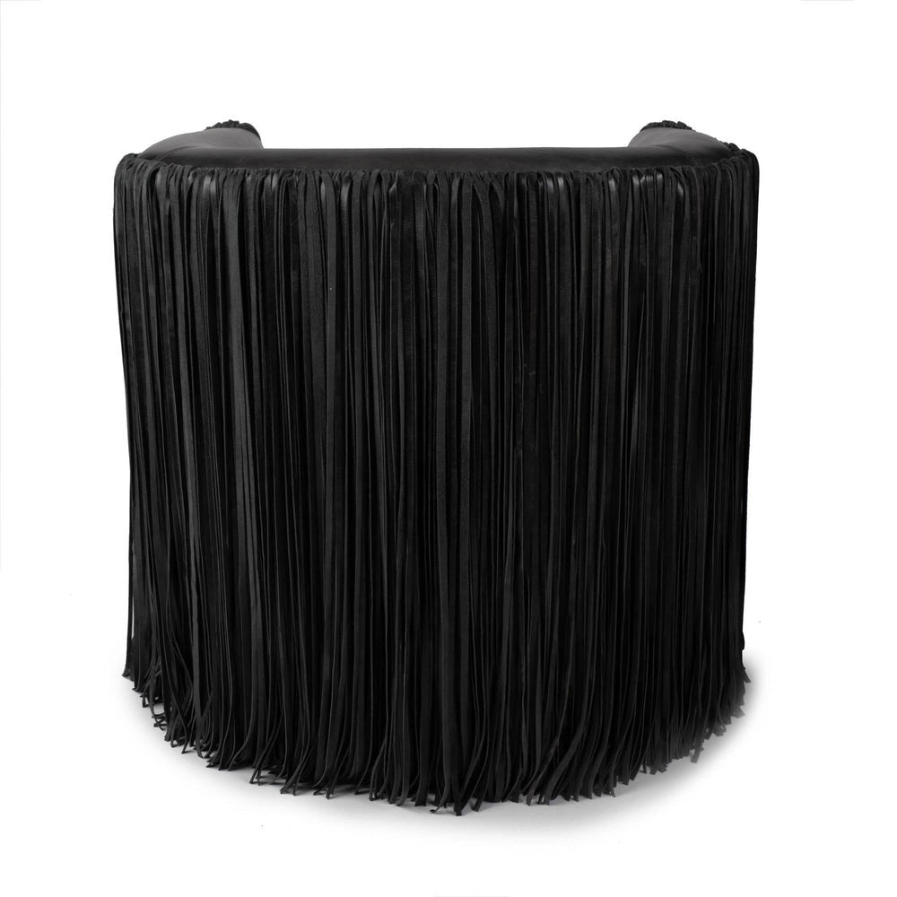 Leather Fringe Swivel Occasional Chair