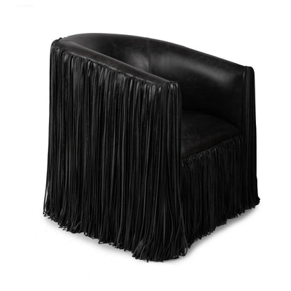 Leather Fringe Swivel Occasional Chair