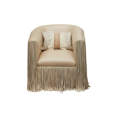 Leather Fringe Swivel Occasional Chair