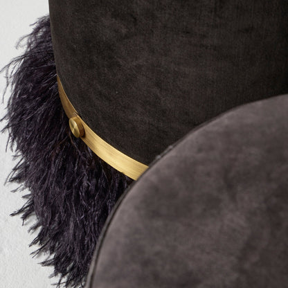 Leather Ostrich Fluff Pouf