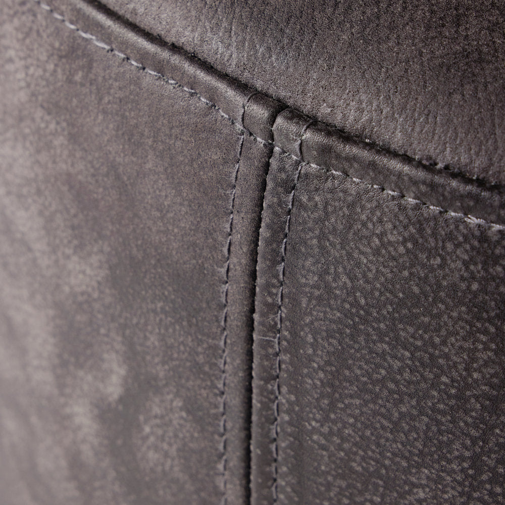 Leather Ostrich Fluff Pouf