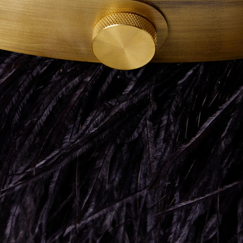 Leather Ostrich Fluff Pouf