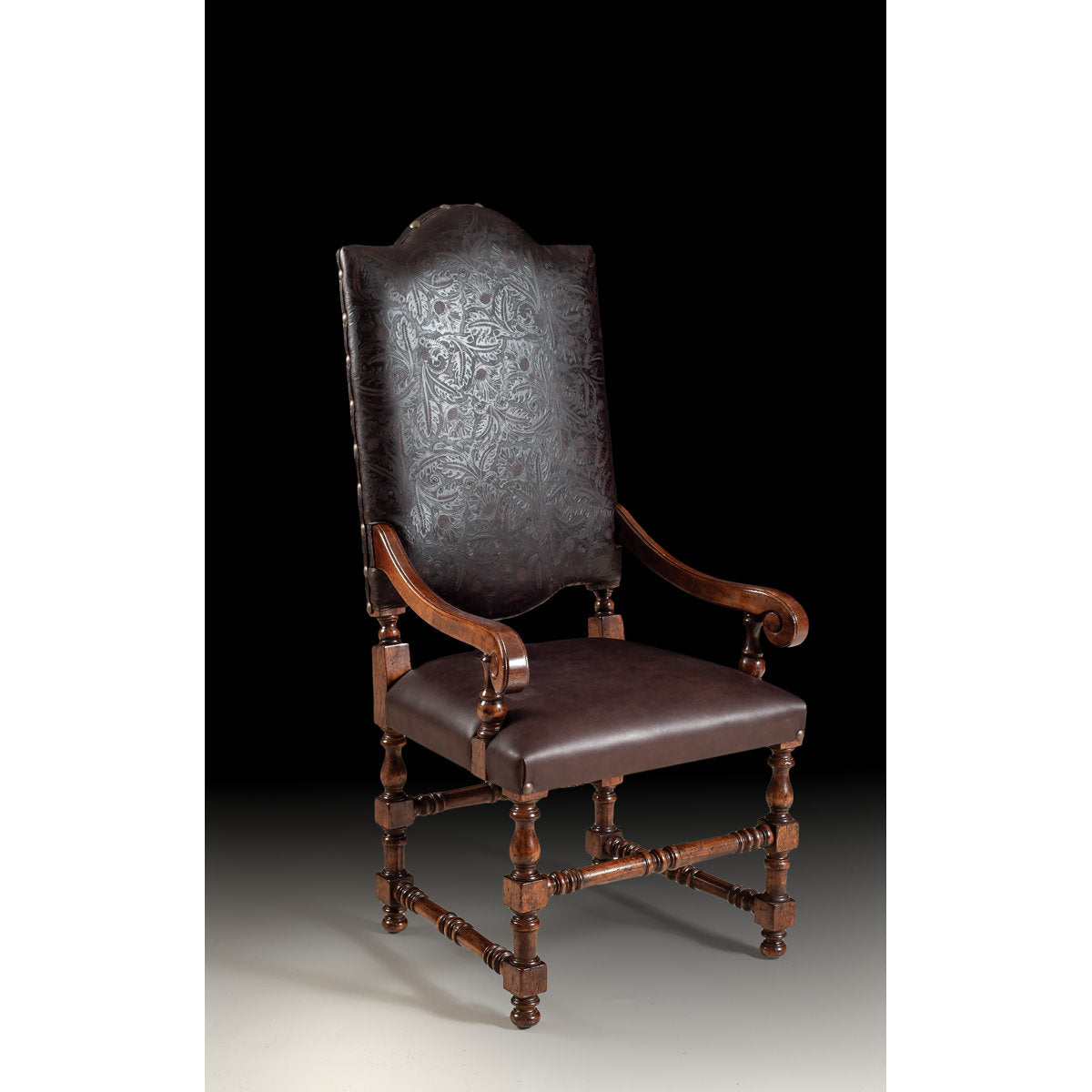 Leather Upholstered Arm Chair in Brown
