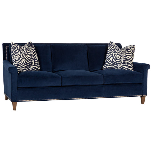 Libby Langdon 85.5" Genuine Leather Round Arm Sofa with Reversible Cushions