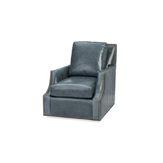 Massoud Furniture Lola 34 Inches W Full Grain Leather Swivel Armchair