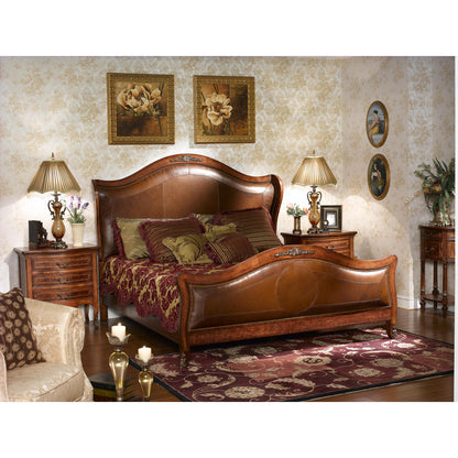 Louis Leather Wingback Bed
