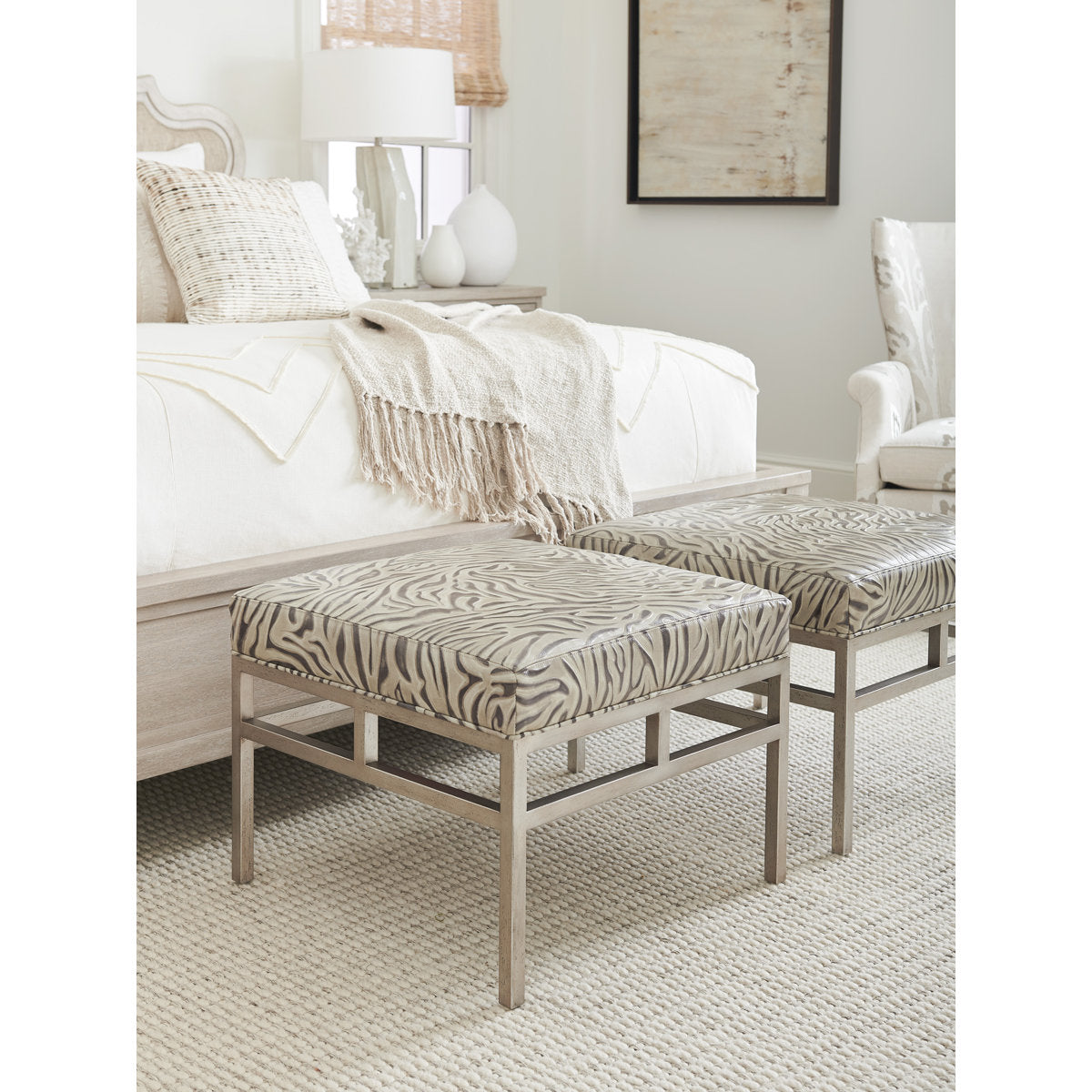 Lucca Square Leather Ottoman