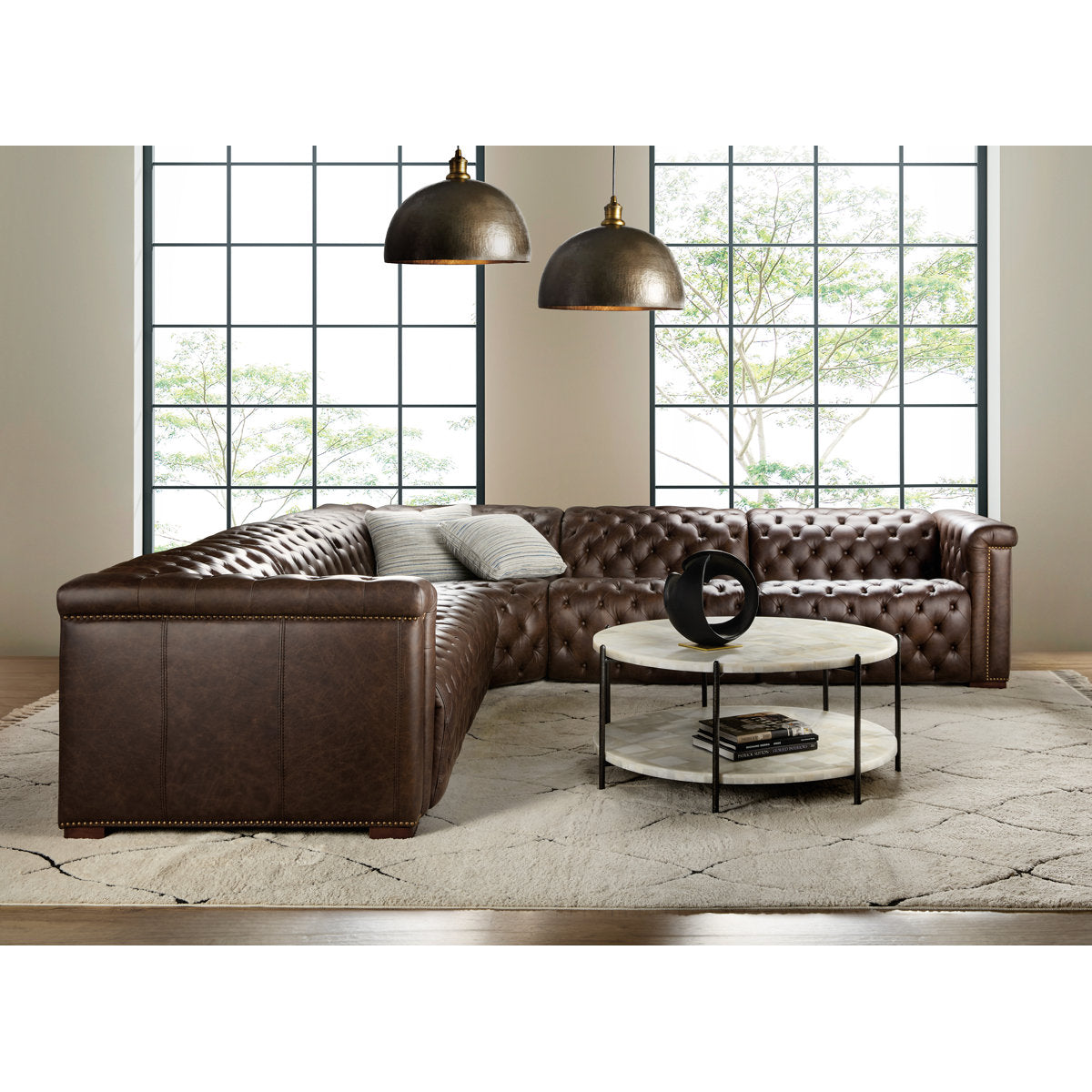 Hooker Furniture Savion Deux 5 Seat Sectional With Three Power Recliners And Six Power Headrests