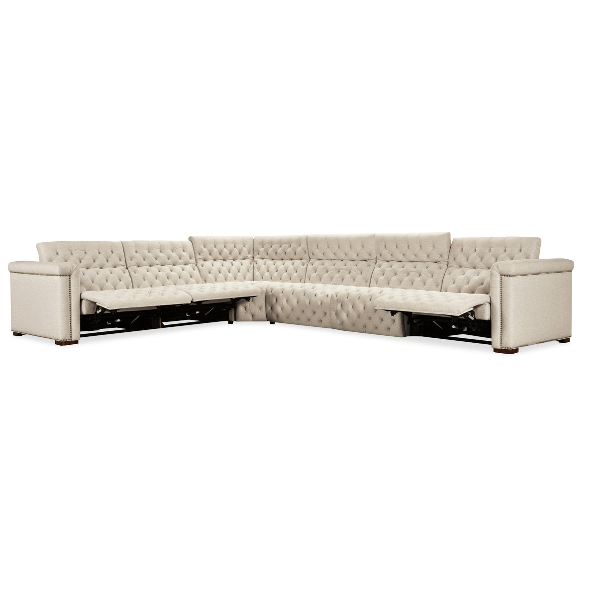 Hooker Furniture Savion Deux 6 Seat Sectional With Four Power Recliners And Seven Power Headrests