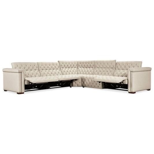 Hooker Furniture Savion Deux 5 Seat Sectional With Three Power Recliners And Six Power Headrests