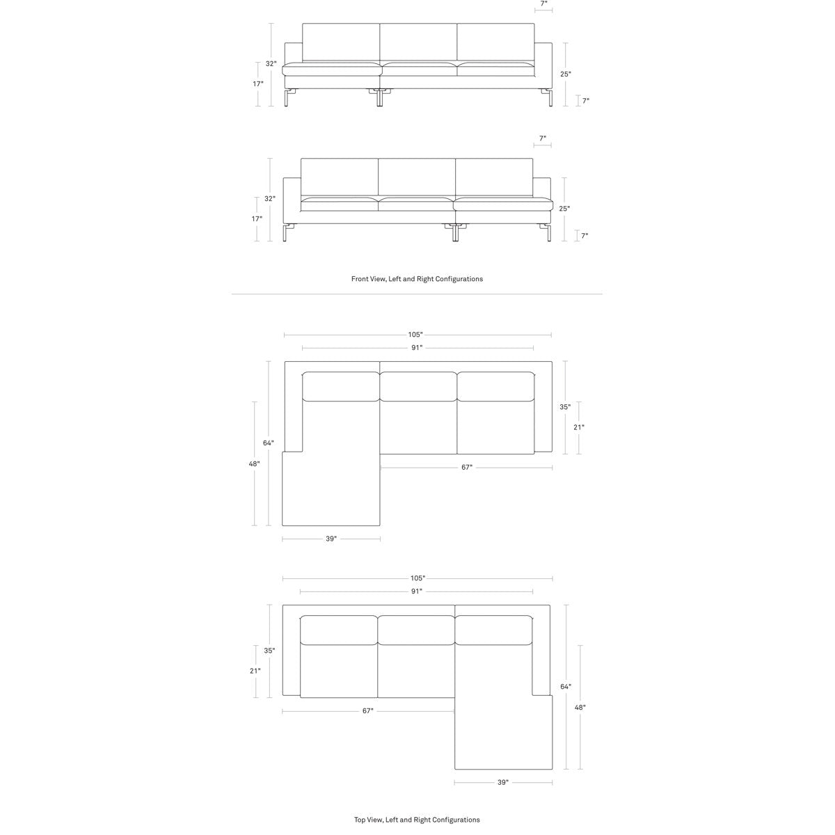 MTO - Bonnie & Clyde U-Shaped Sectional w/ Black Legs