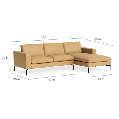 MTO - The New Standard Sofa with Arm Chaise with Black Legs