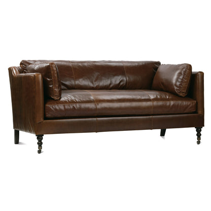 Madeline Leather Bench Cushion Sofa