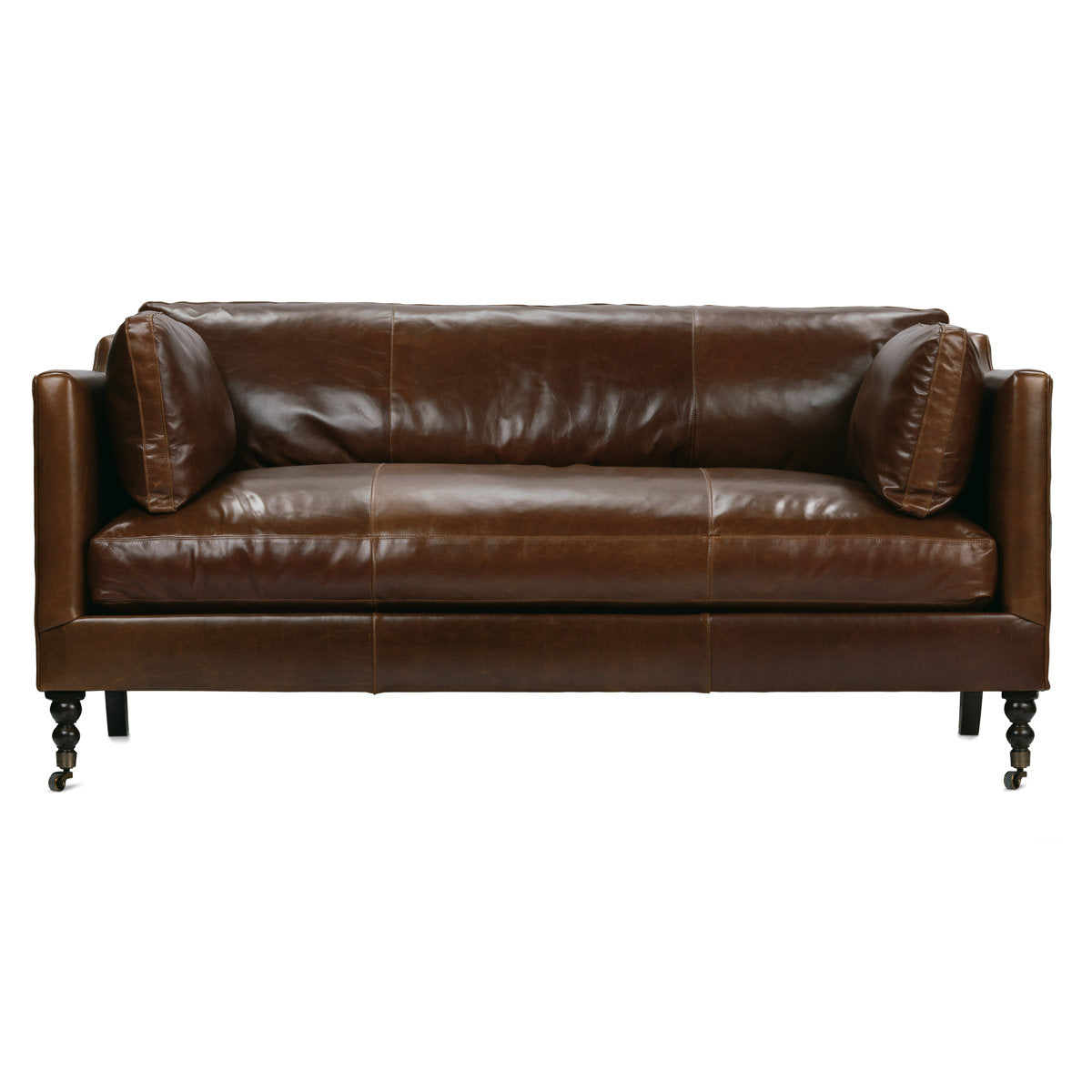 Madeline Leather Bench Cushion Sofa