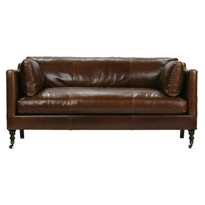 Madeline Leather Bench Cushion Sofa