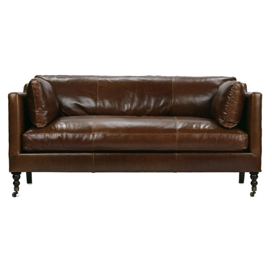 Madeline Leather Bench Cushion Sofa